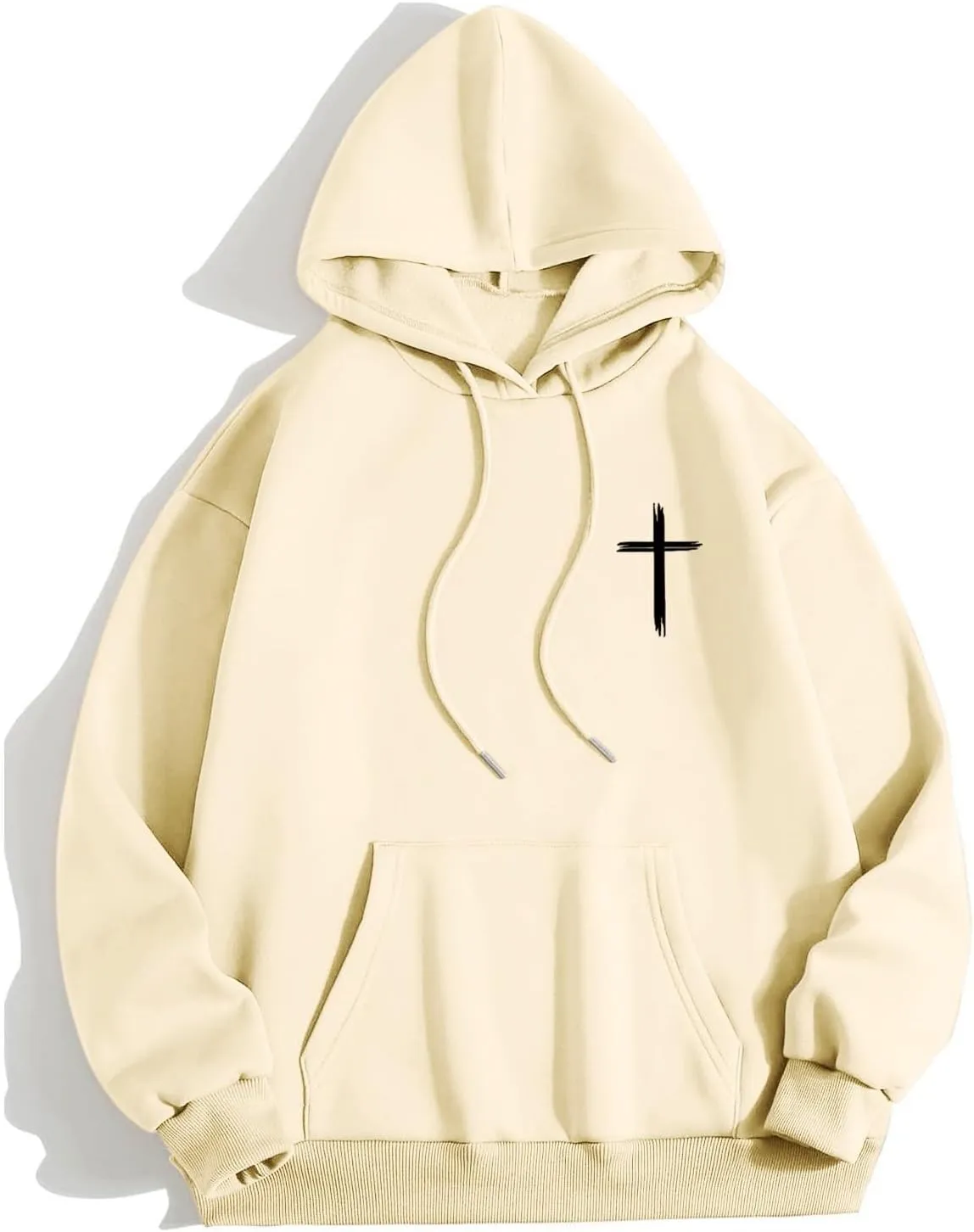 Christian Hoodie for Men God Loves You Letter Print Crewneck Causal Sweatshirt with Pocket Fall Drawstring Aesthetic Hoodies