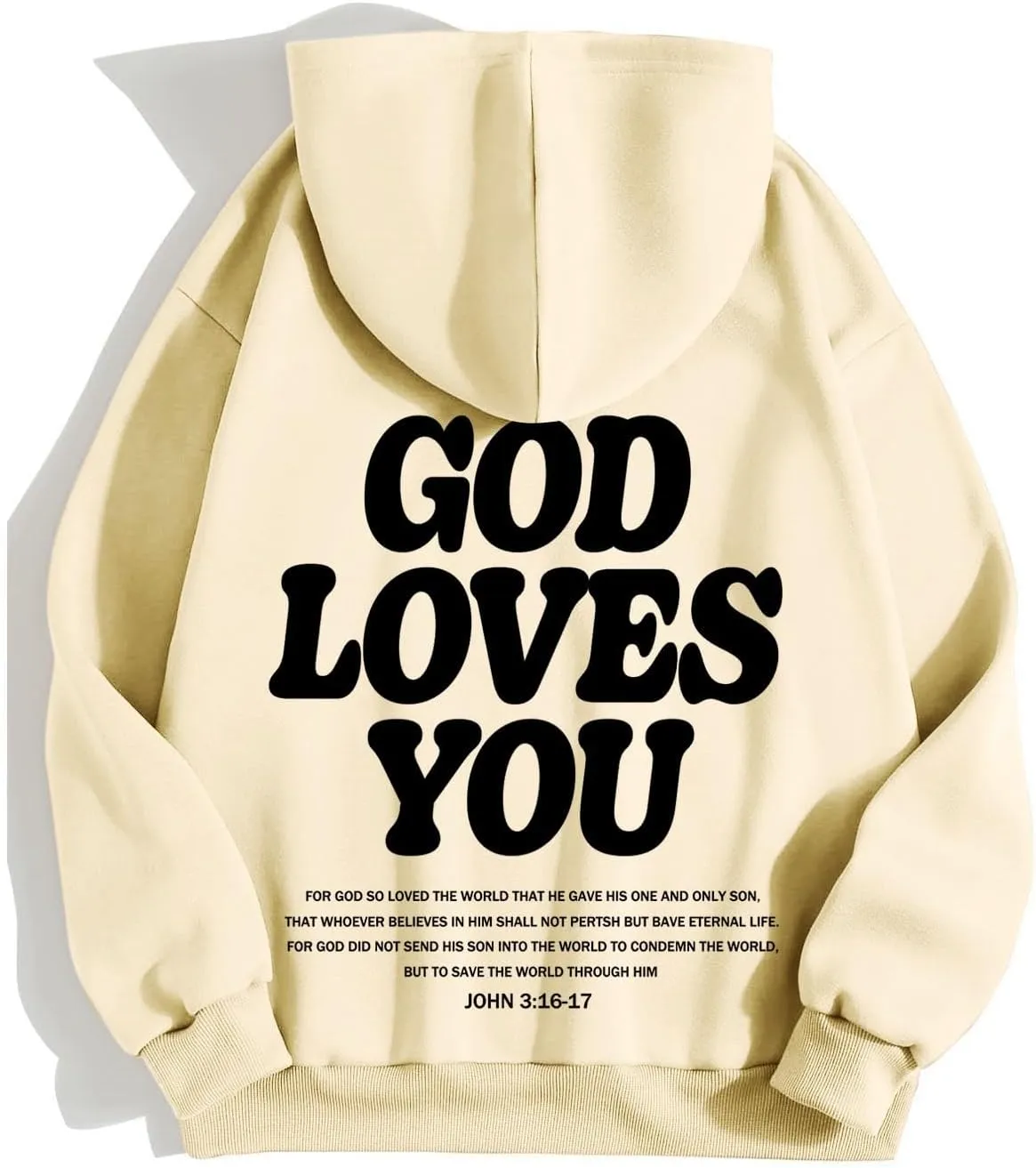 Christian Hoodie for Men God Loves You Letter Print Crewneck Causal Sweatshirt with Pocket Fall Drawstring Aesthetic Hoodies