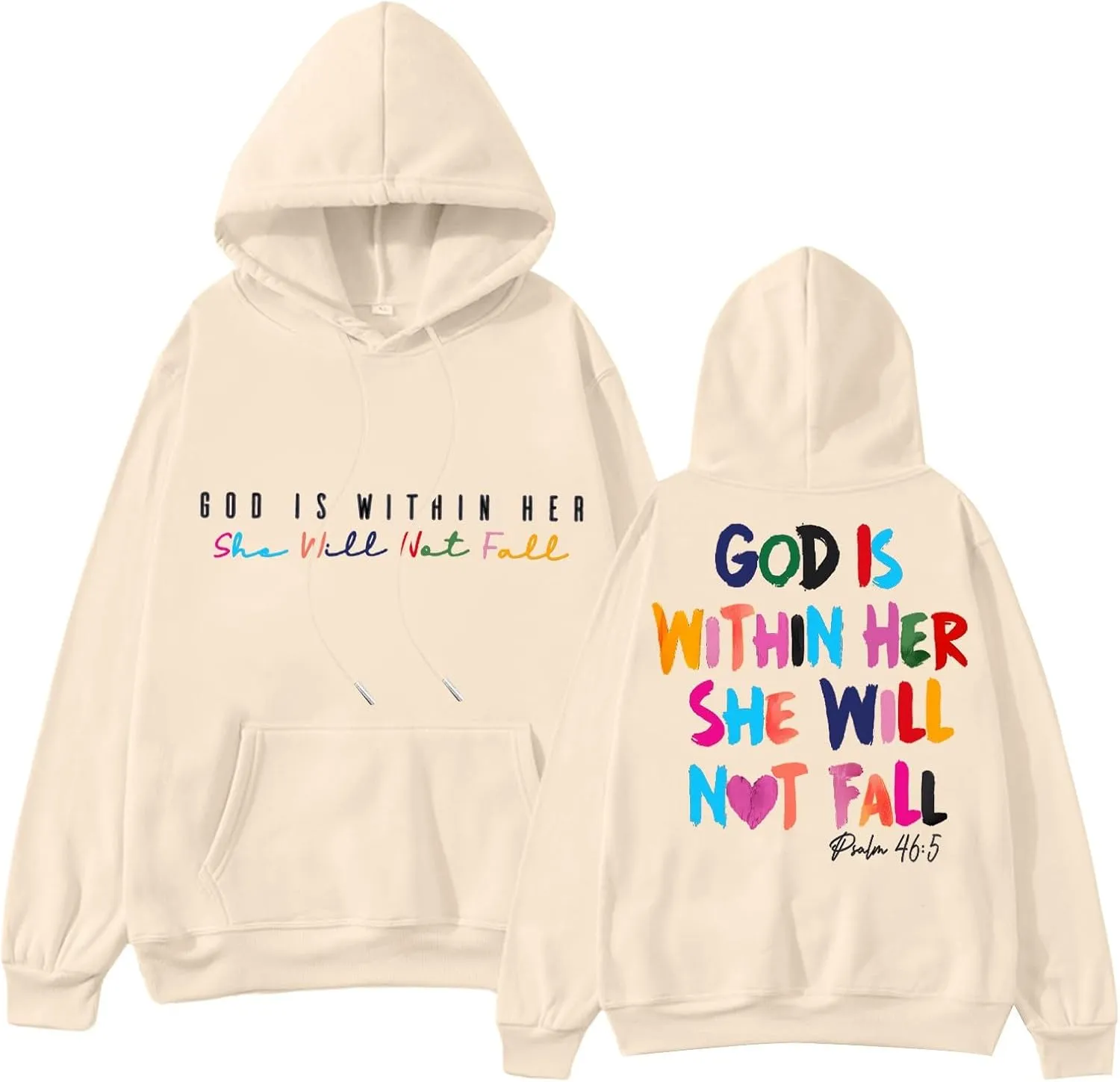 Christian Hoodies Women God Is Within Her She Will Not Fall Bible Verse Pullover Y2k Crewneck Sweatshirts Women