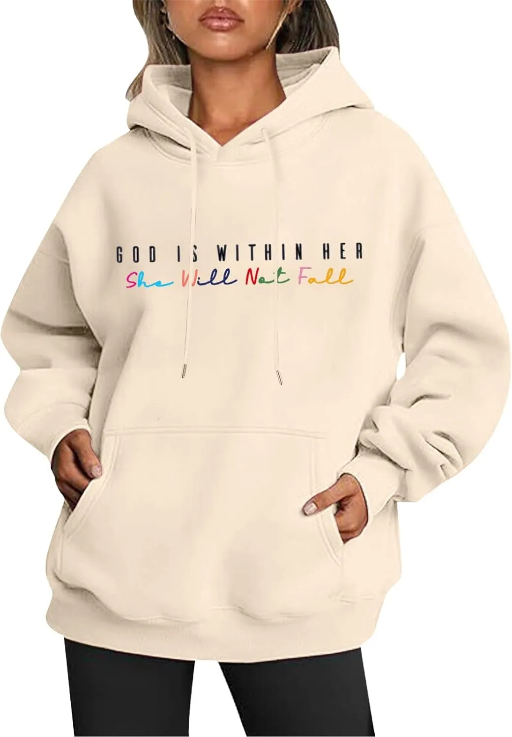 Christian Hoodies Women God Is Within Her She Will Not Fall Bible Verse Pullover Y2k Crewneck Sweatshirts Women