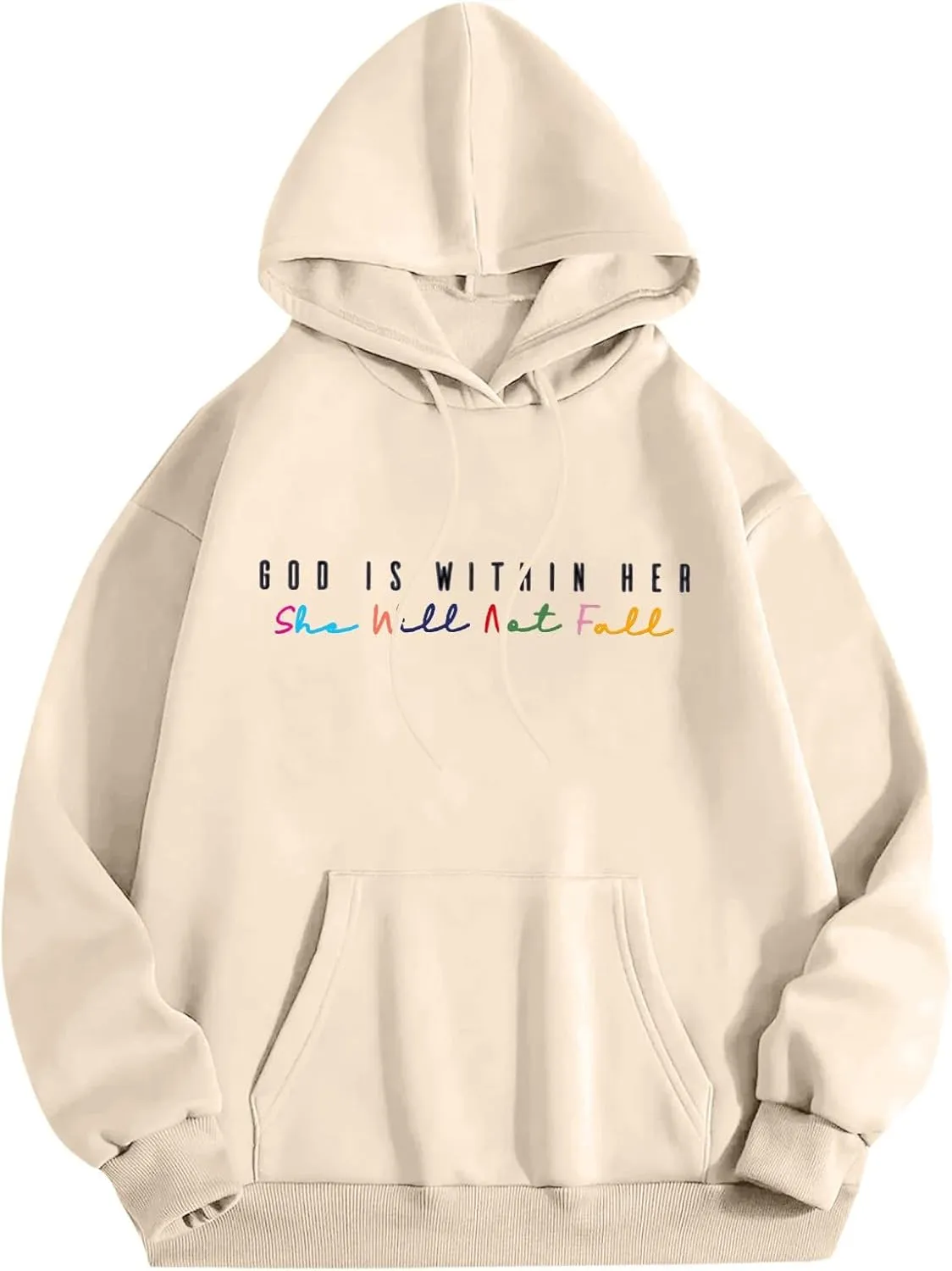 Christian Hoodies Women God Is Within Her She Will Not Fall Bible Verse Pullover Y2k Crewneck Sweatshirts Women