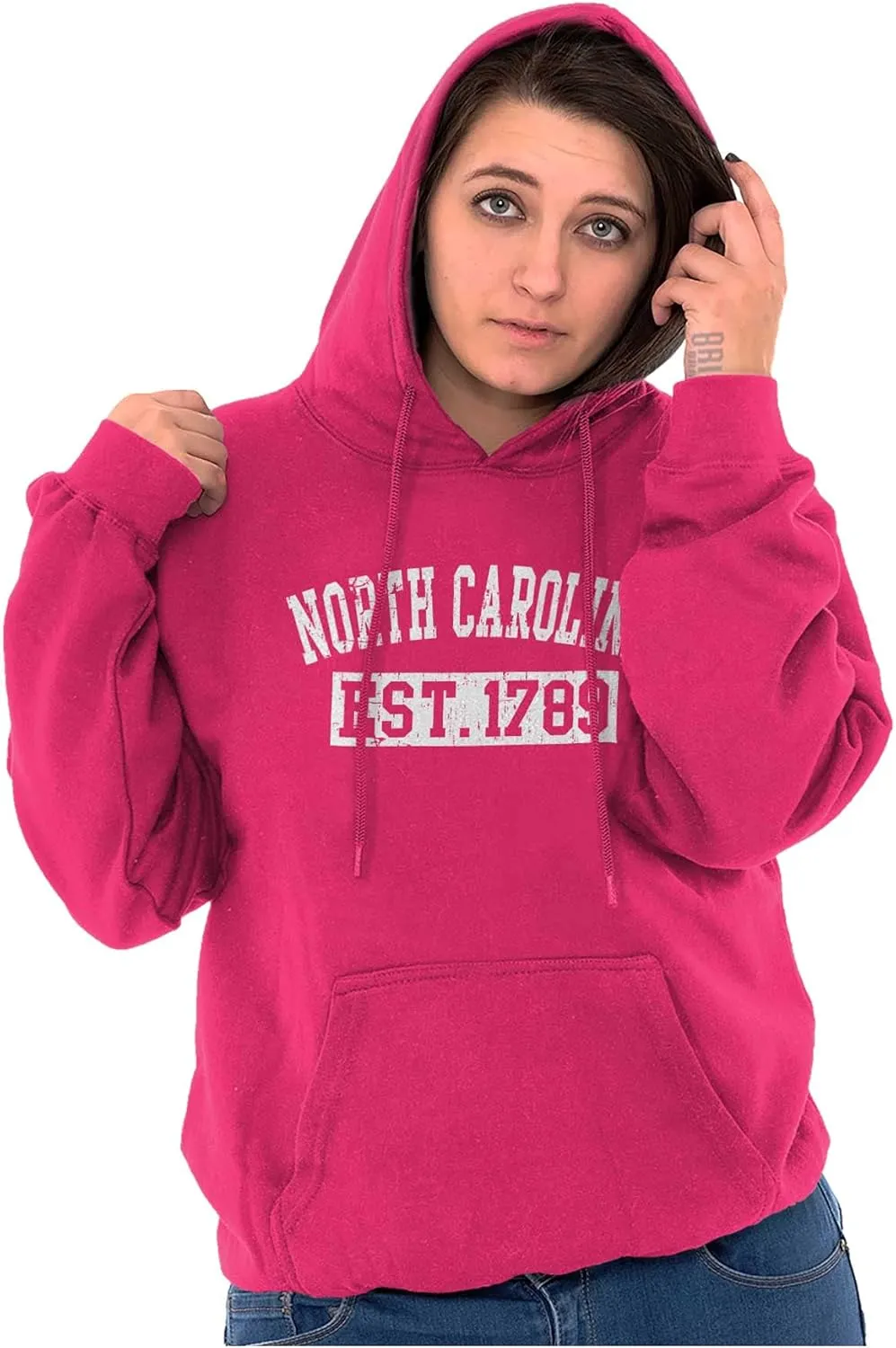 Classic Teaze Vintage North Carolina Distressed Est Hoodie Sweatshirt Women Men