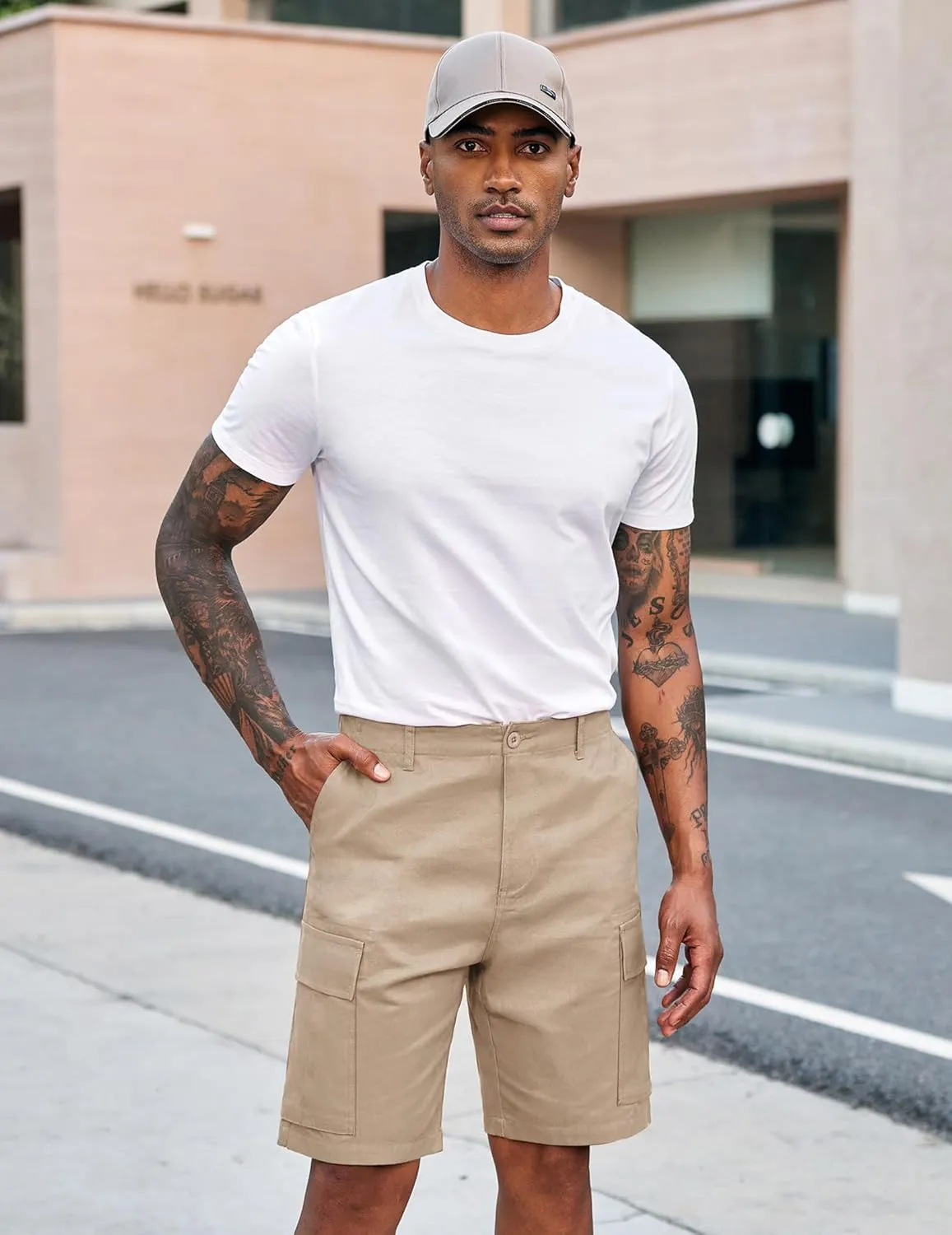 COOFANDY Men's Cargo Shorts Relaxed Fit Cotton Casual Shorts Stretch Outdoor Hiking Work Short with Multi Pockets