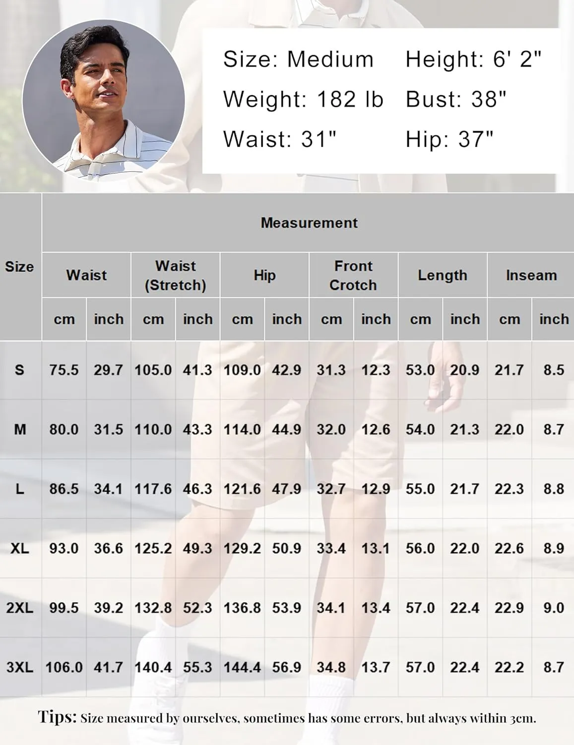 COOFANDY Mens Casual Elastic Waist Pull On Shorts Cotton Drawstring Relaxed Fit Summer Dress Shorts with Pockets