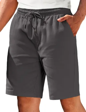 COOFANDY Mens Casual Elastic Waist Pull On Shorts Cotton Drawstring Relaxed Fit Summer Dress Shorts with Pockets