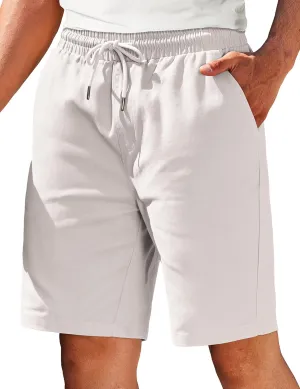 COOFANDY Mens Casual Elastic Waist Pull On Shorts Cotton Drawstring Relaxed Fit Summer Dress Shorts with Pockets