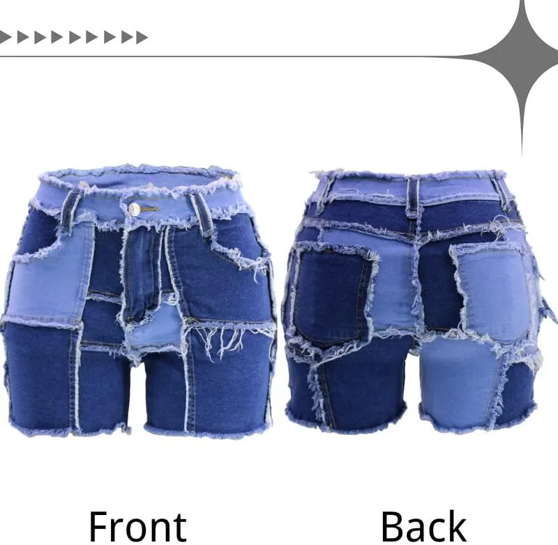 CORIRESHA Women's Plus Size High Waisted Ripped Denim Shorts Stretchy Distressed Short Jeans