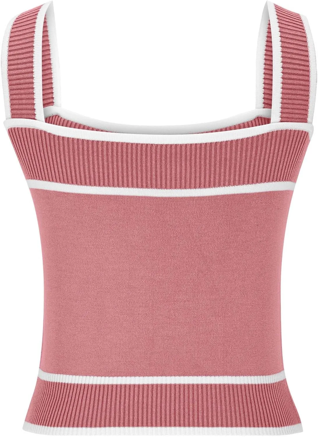 Crop Tank Tops for Women Contrast Color Soft Knit Camisole Contrast Color Square Neck Shirt Moisture Wicking Blouse