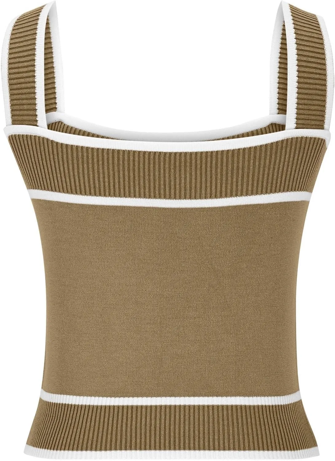 Crop Tank Tops for Women Contrast Color Soft Knit Camisole Contrast Color Square Neck Shirt Moisture Wicking Blouse