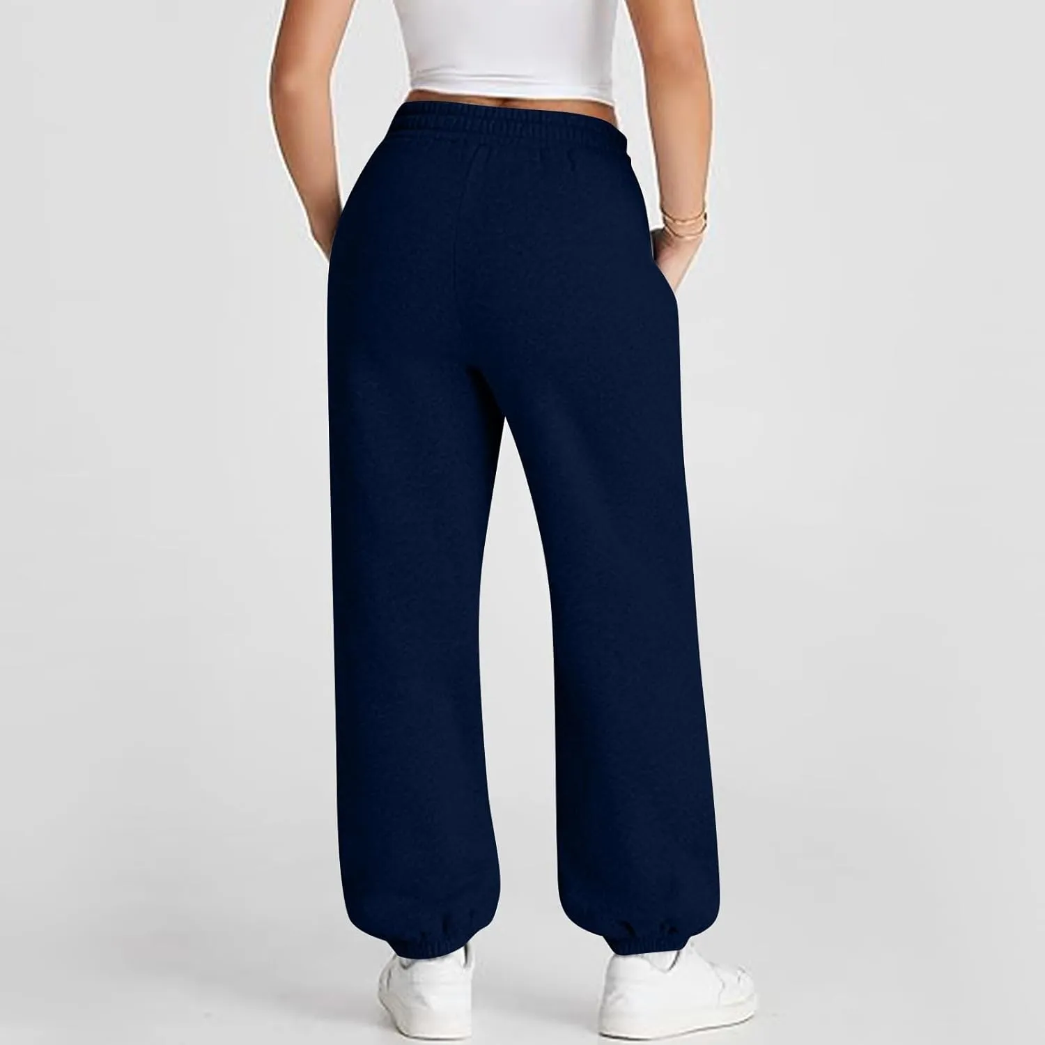 Crossover Sweatpants for Women Cotton Fleece Joggers Baggy Cinch Bottom Sweatpants Casual Loose Sweat Pants w/Pockets