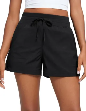 CRZ YOGA Lightweight Casual Shorts for Women 3.5" High Waisted Linerless Athletic Running Hiking Shorts with Zip Pockets