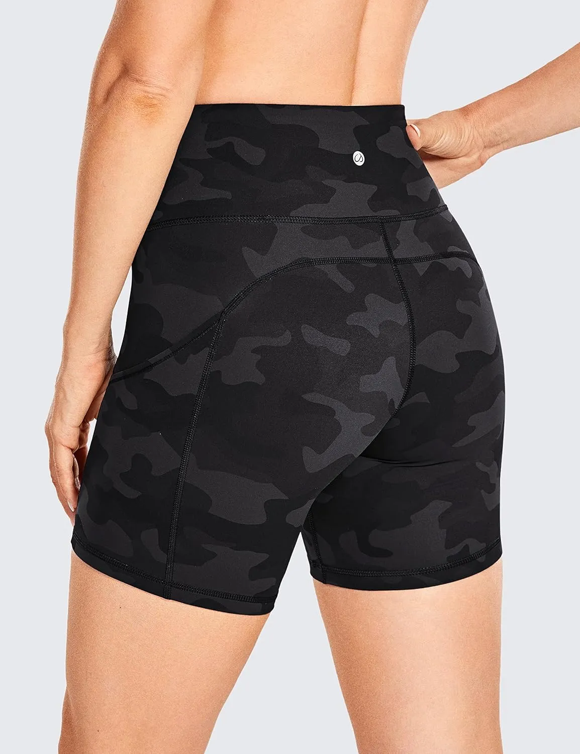 CRZ YOGA Women's Naked Feeling Light Running Shorts 6 Inches - High Waisted Gym Biker Compression Shorts with Pockets