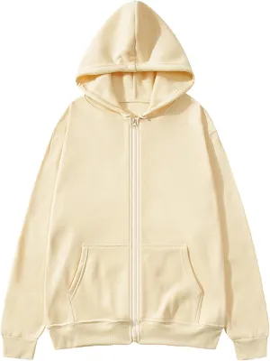 Ctreela Basic Hoodie Jacket for Women Men Full Zip Up T-Shirt Hoodie Solid Color Unisex Adult Teen Plain Hooded Jackets