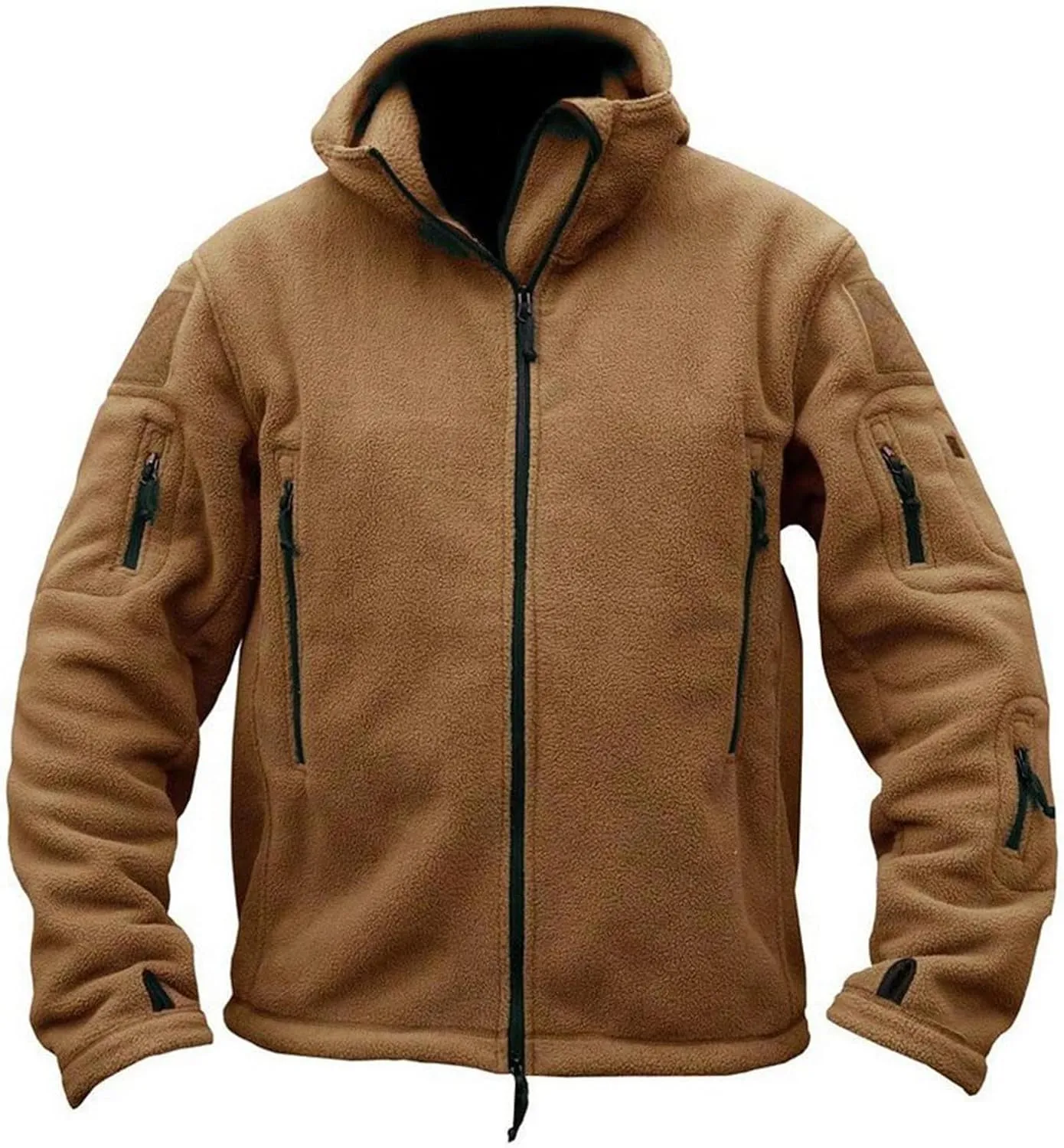 Ctreela Men's Sport Outdoor Tactical Hooded Jackets Winter Insulated Zip Up Military Coats Multi Pocket Fleece Hoodie Jacket