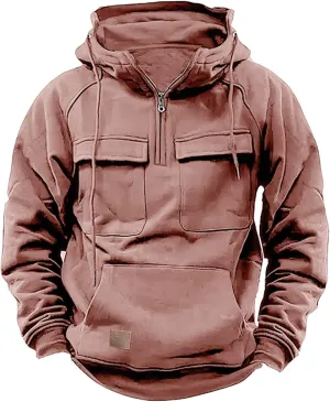 Ctreela Western Cargo Hoodie for Mens Military Outdoor Sports Hooded Sweatshirt Big and Tall 1/4 Zip Shirts Tactical Gear