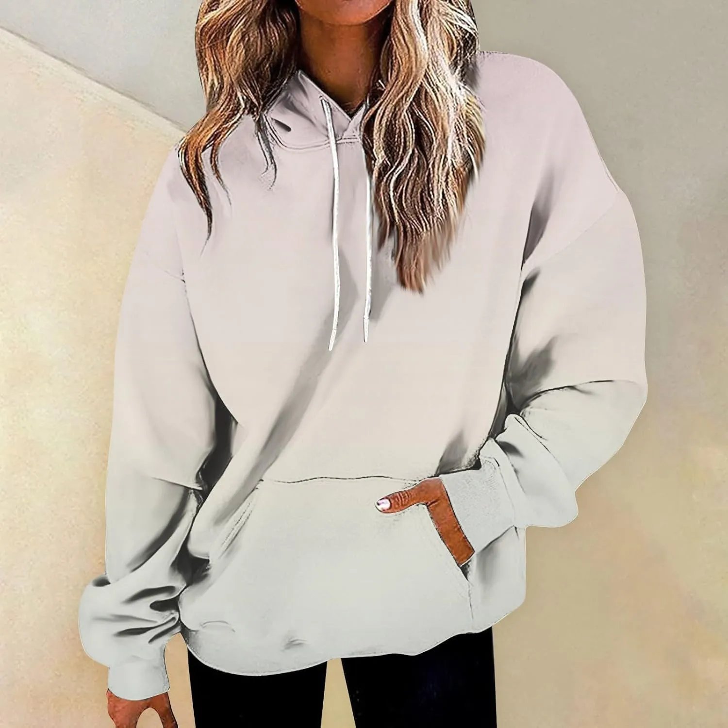 Cute Hoodies For Women Long Sleeve Sweatshirts Tie Dye Patchwork Hoodies Pullover Drop Shoulder Fall Tops With Pocket
