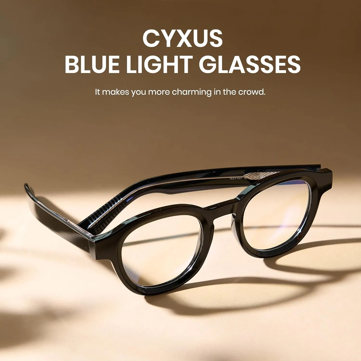 Cyxus Blue Light Glasses Fashion Round Computer Blue Ray Blocking Glasses Tr90 Frame Anti Glare Strain For Men Women 8553