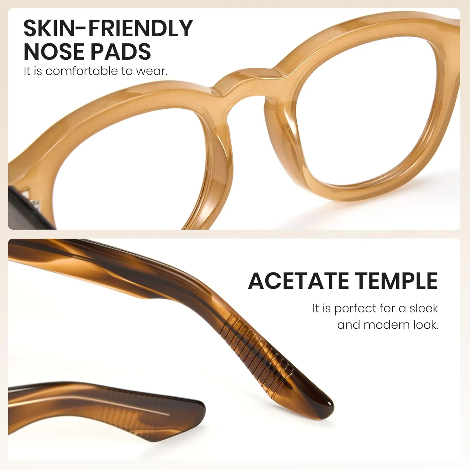Cyxus Blue Light Glasses Fashion Round Computer Blue Ray Blocking Glasses Tr90 Frame Anti Glare Strain For Men Women 8553