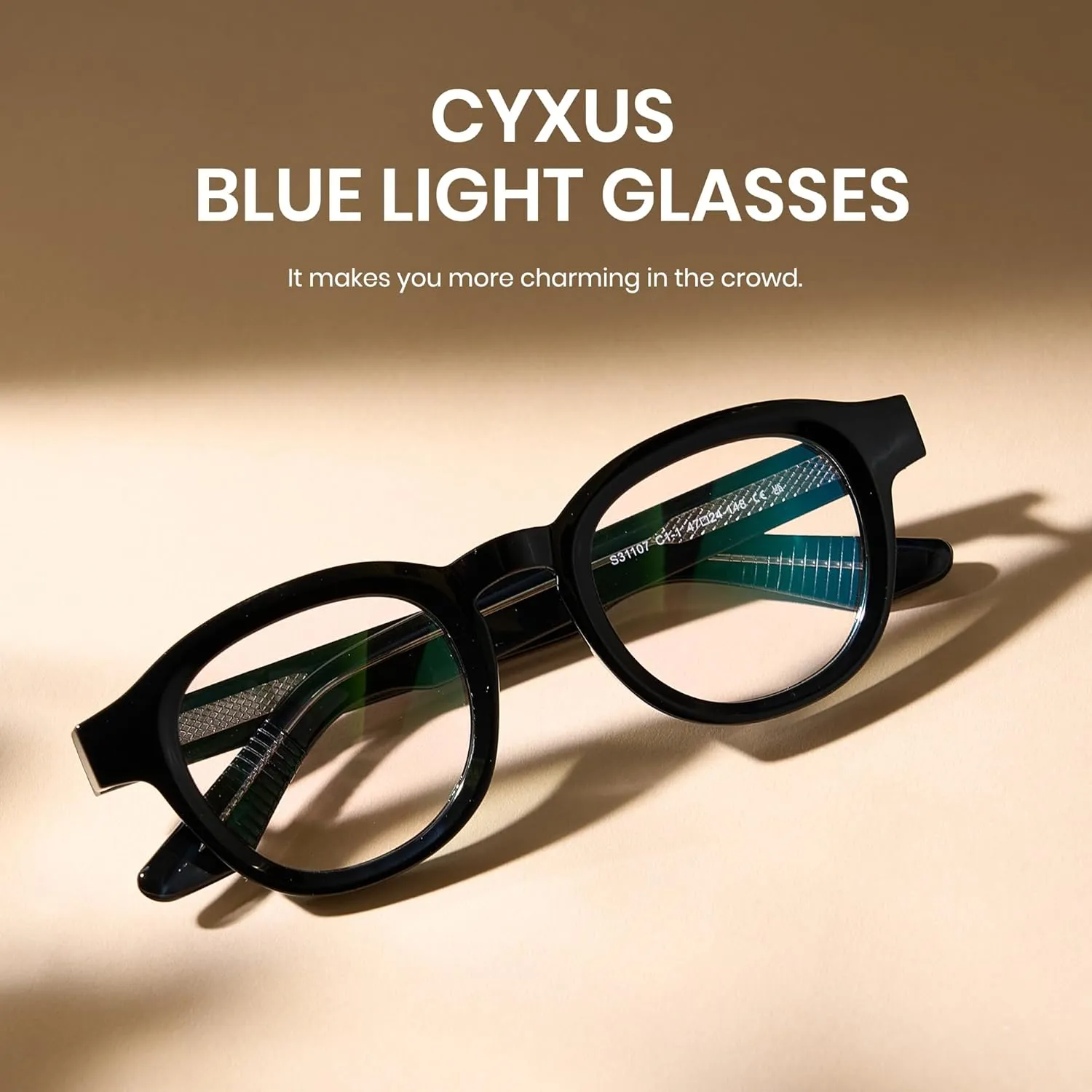 Cyxus Blue Light Glasses Fashion Round Computer Blue Ray Blocking Glasses Tr90 Frame Anti Glare Strain For Men Women 8553