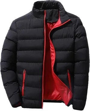 DGHM-JLMY Men's Fashion Warm Down Cotton-Padded Jacket Full Zip Quilted Puffer Down Jacket Lightweight Packable Puffer Jacket