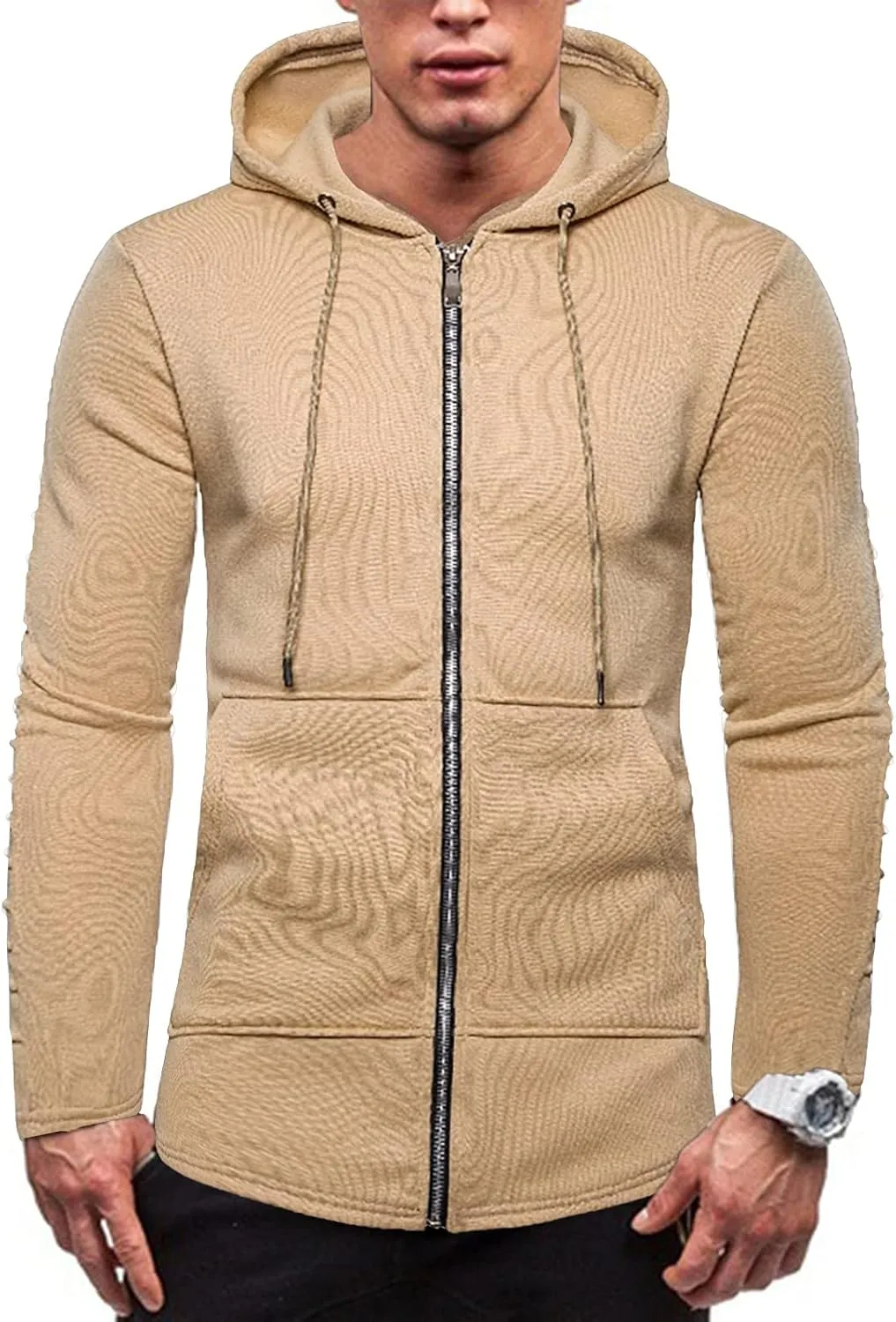 DuDubaby Hoodies for Men Casual Camouflage Sports Sweatshirt Long Sleeve Zipper Hooded Jacket Coat
