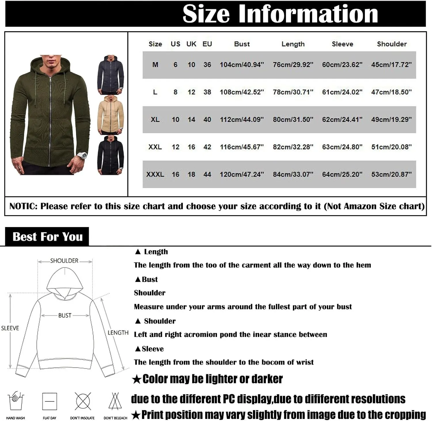 DuDubaby Hoodies for Men Casual Camouflage Sports Sweatshirt Long Sleeve Zipper Hooded Jacket Coat