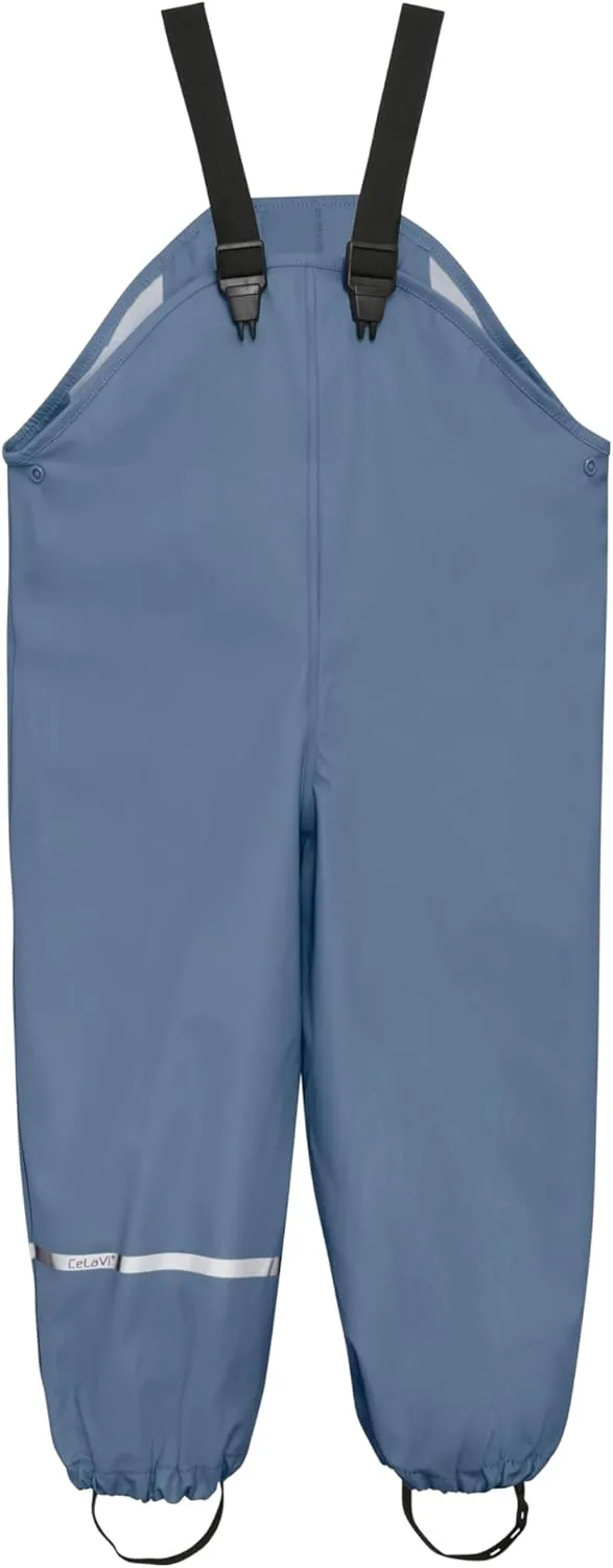 European Kids Wind, Mud, Snow and Waterproof Rain Pants Dungarees Unlined and Fleece Lined for Boys Girls