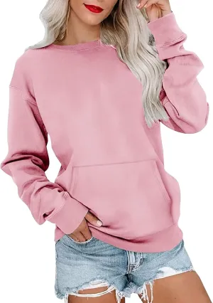 fanmpghleoo Oversized Crewneck Sweatshirt Women Fleece Lined Drop Shoulder Sweatshirts No Hood Trendy Comfy Workout Hoodie