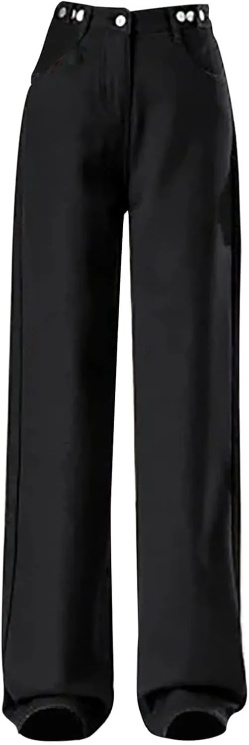 Fleece Lined Jeans Women High Waisted Wide Leg Trousers Jeans Casual Vintage Boyfriend Warm Winter Denim Pants