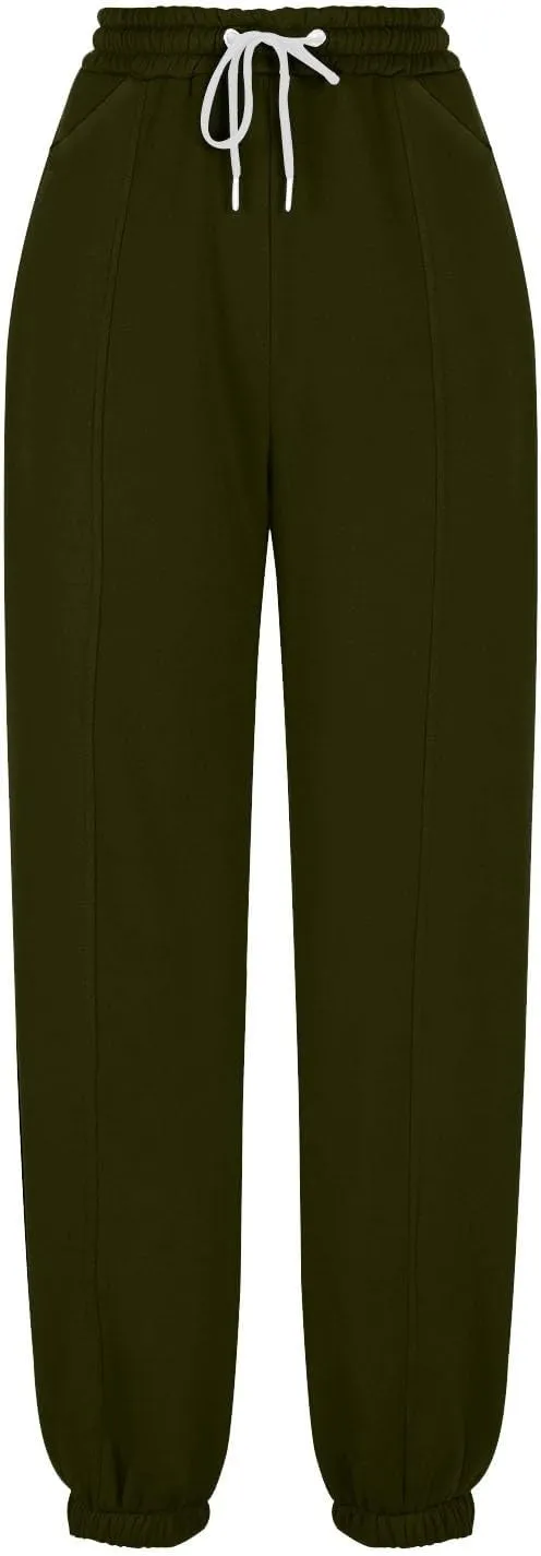 Fleece Lined Jogger Sweatpants Women Baggy Cinch Bottom Sweatpants Drawstring High Waisted Jogger Pants with Pockets