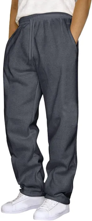 Fleece Sweatpants Men Straight Leg Athletic Pants Casual Workout Trousers Baggy Lounge Running Joggers with Pockets