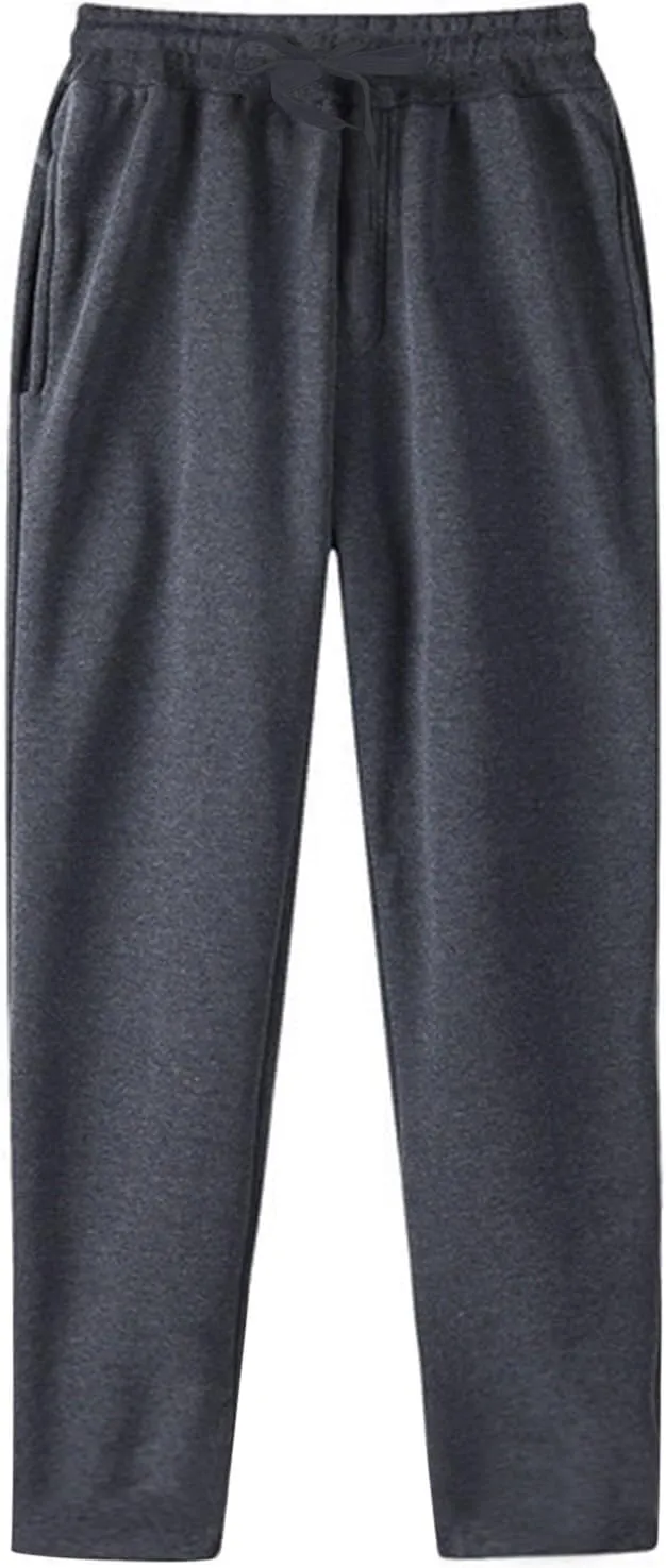 Fleece Sweatpants Men Straight Leg Athletic Pants Casual Workout Trousers Baggy Lounge Running Joggers with Pockets