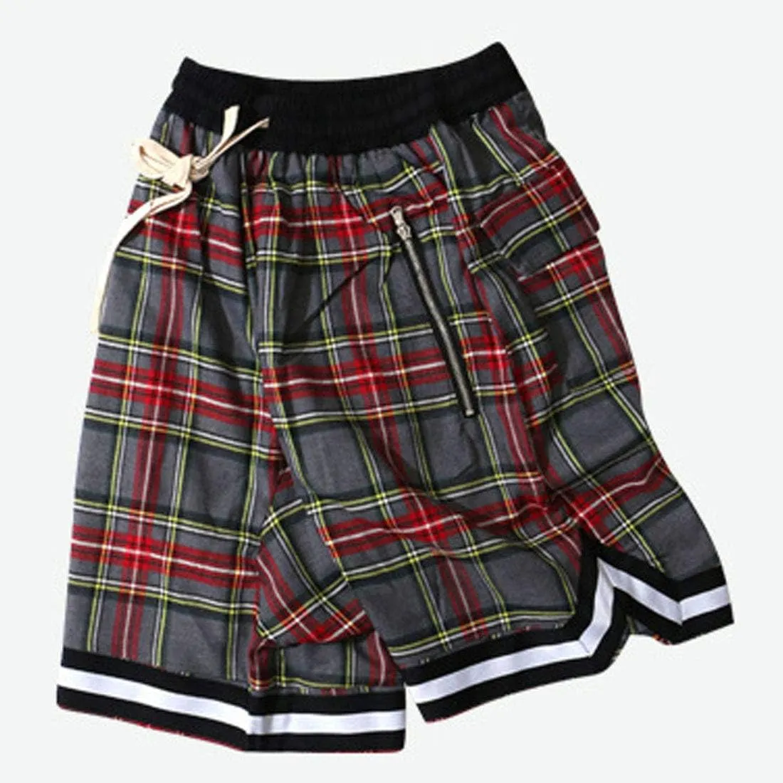 Flygo Men's Relaxed Fit Knee Length Plaid Lounge Short Cotton Workout Running Track Shorts