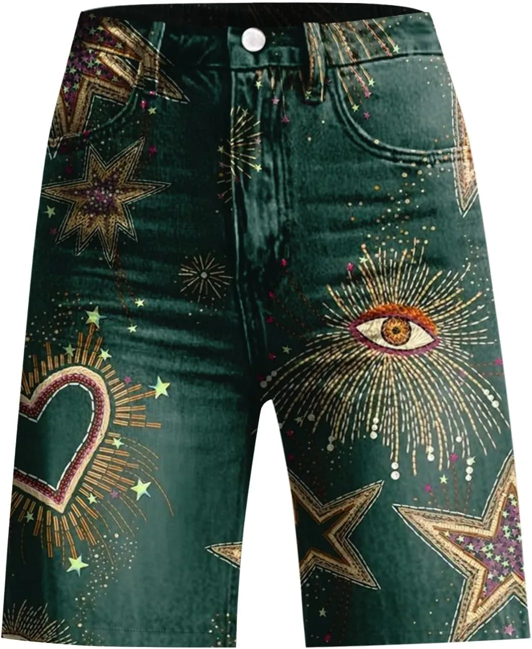 GOFULY Shorts for Women Trendy High Waisted Floral Print Loose Fit Summer Shorts Trendy Knee Length Soft Half Pants Pocket