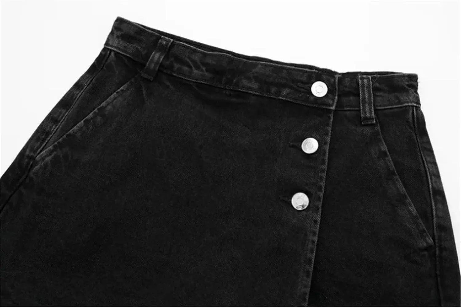 Gothic Summer Women's Jeans Fashion Street Button Front Washed Jeans Sexy Slim Mini Jean Skirt Pants
