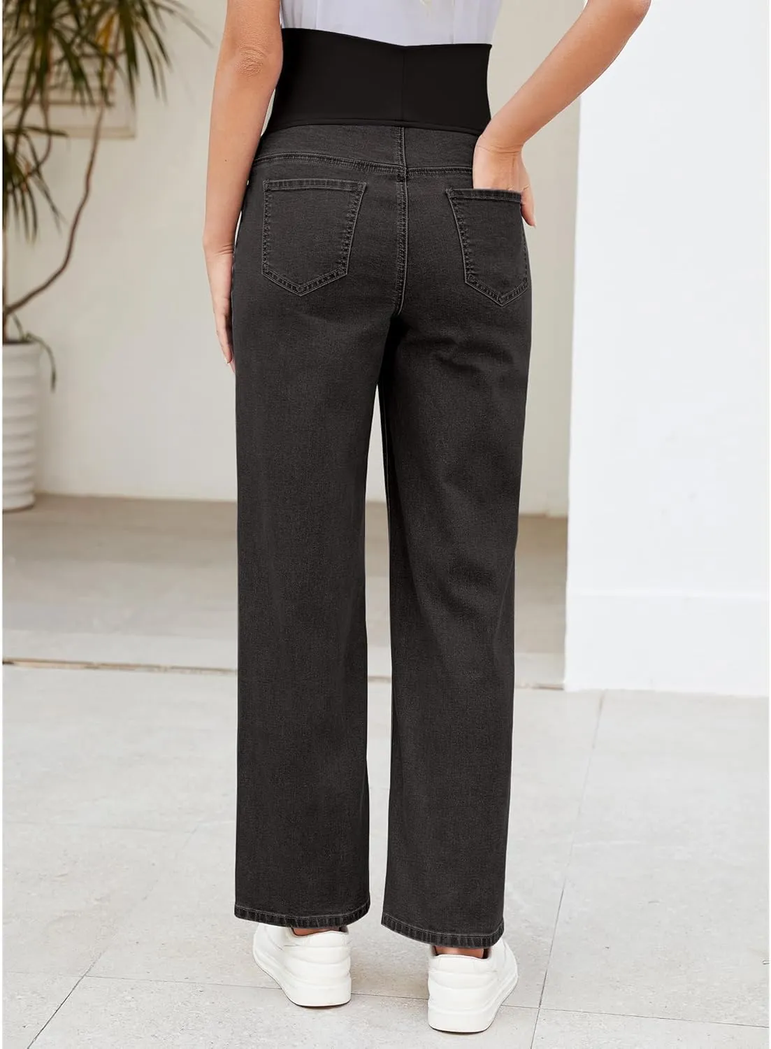 GRAPENT Maternity Jeans for Women Over Belly Comfy Pull On Straight Leg Casual Stretchy Denim Mom Jeans Pregnancy Pants