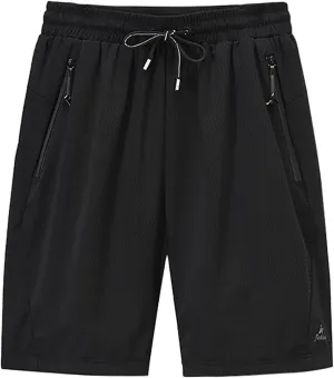 Gym Shorts for Men Ice Slik Mesh Breathable Athletic Shorts Elastic Waist Loose Workout Big and Tall Running Apparel