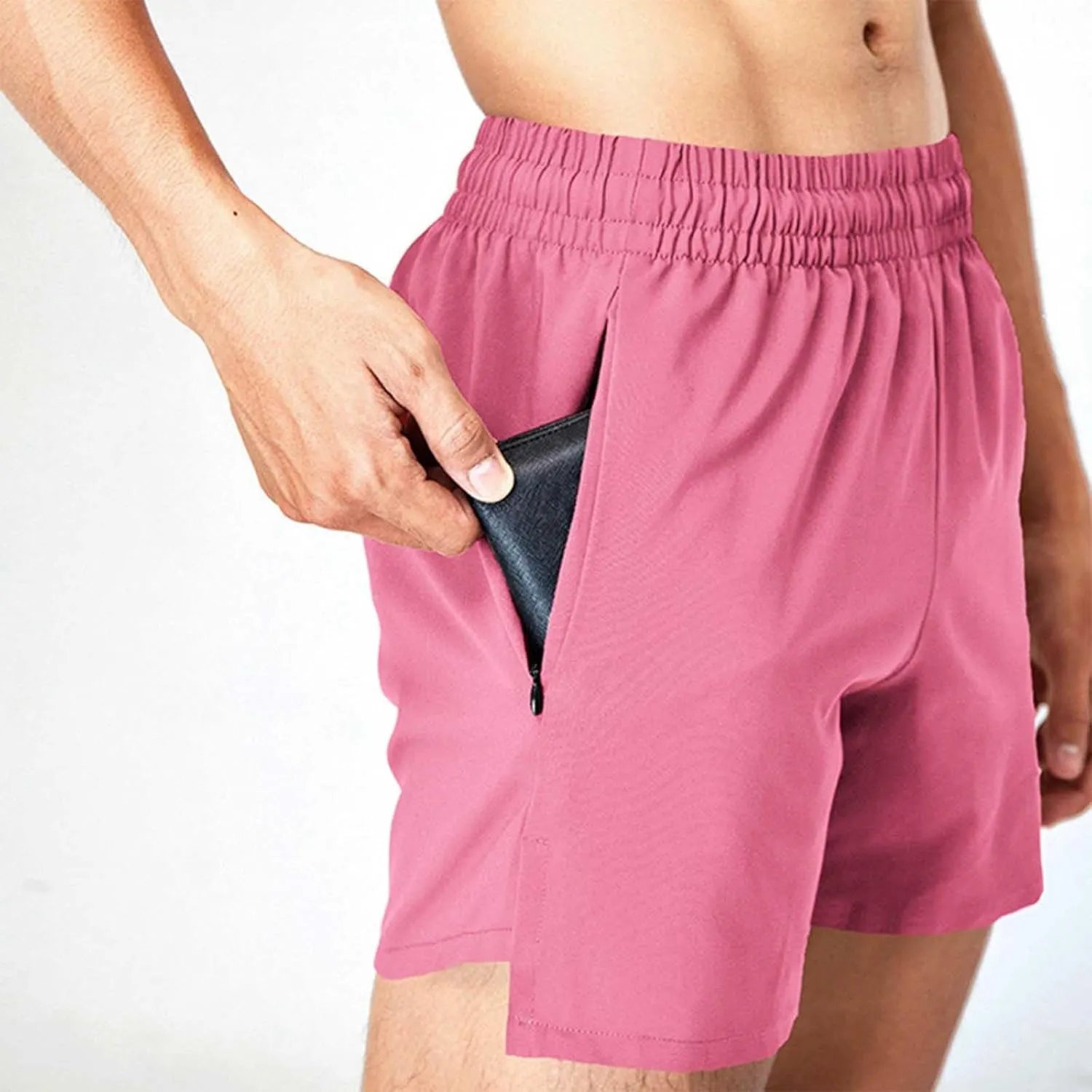 Gym Shorts Men Casual Workout Athletic Running Shorts Quick Dry Lightweight Elastic Waist Summer Pockets Short Pants
