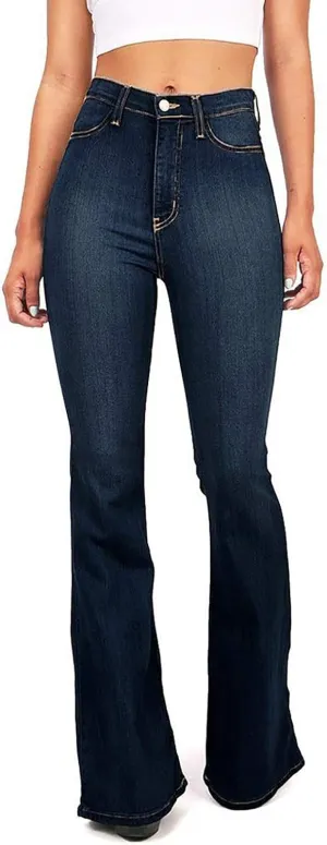 High Waisted Jeans for Women Plus Size Tummy Control Bell Bottom Denim Pants Loose Wide Leg Jeans