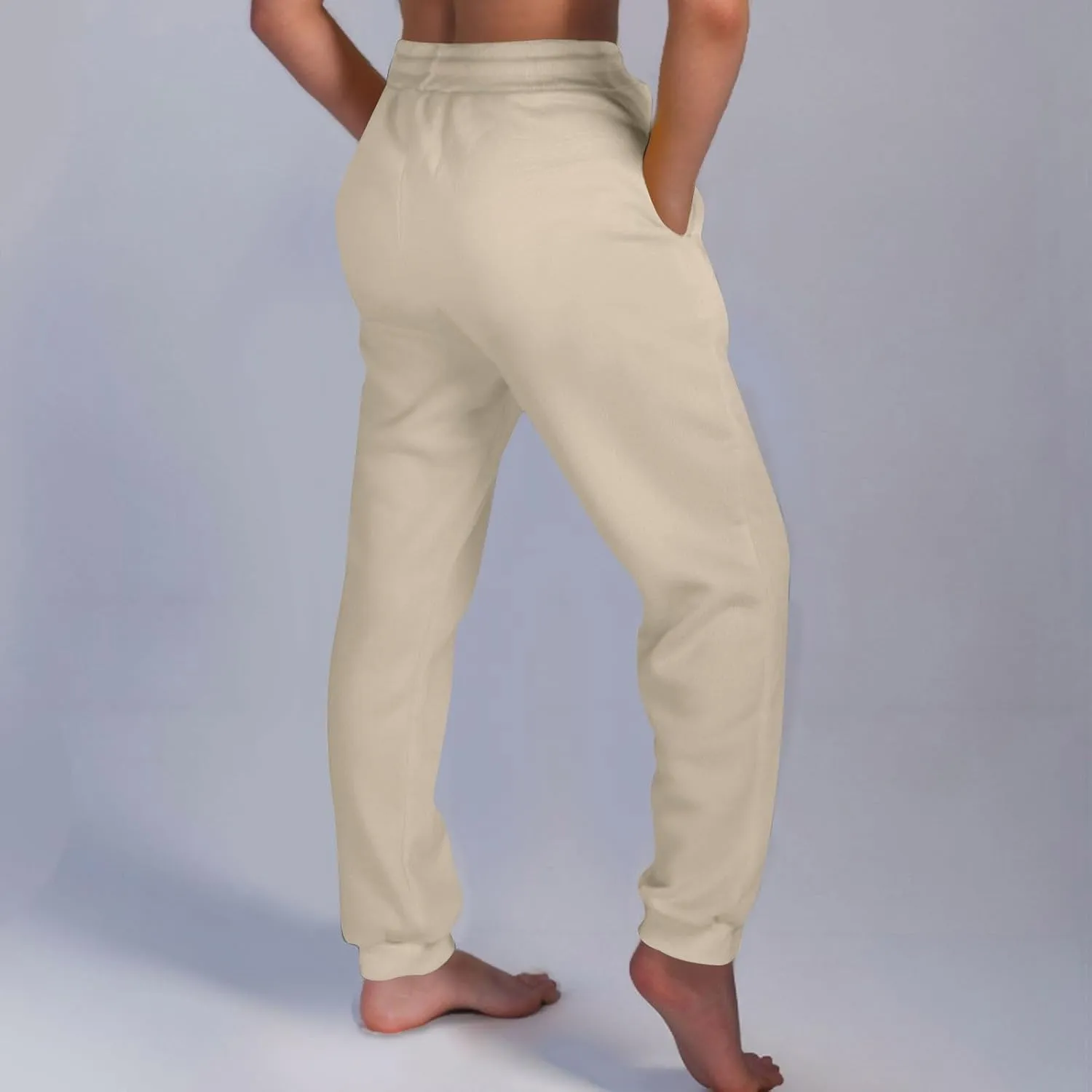 High Waisted Joggers for Women Fleece Lined Cinch Bottom Jogger Sweatpants Elastic Drawstring Tapered Pants w/Pockets