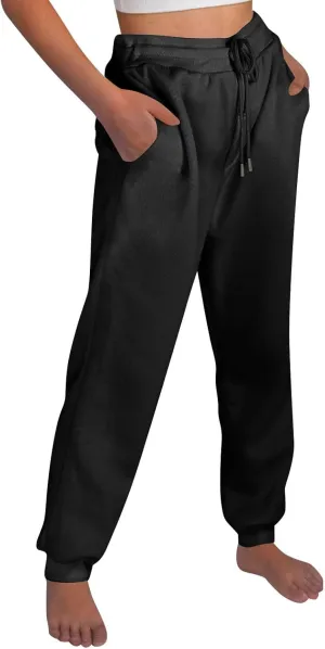 High Waisted Joggers for Women Fleece Lined Cinch Bottom Jogger Sweatpants Elastic Drawstring Tapered Pants w/Pockets