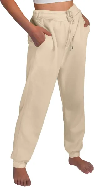 High Waisted Joggers for Women Fleece Lined Cinch Bottom Jogger Sweatpants Elastic Drawstring Tapered Pants w/Pockets