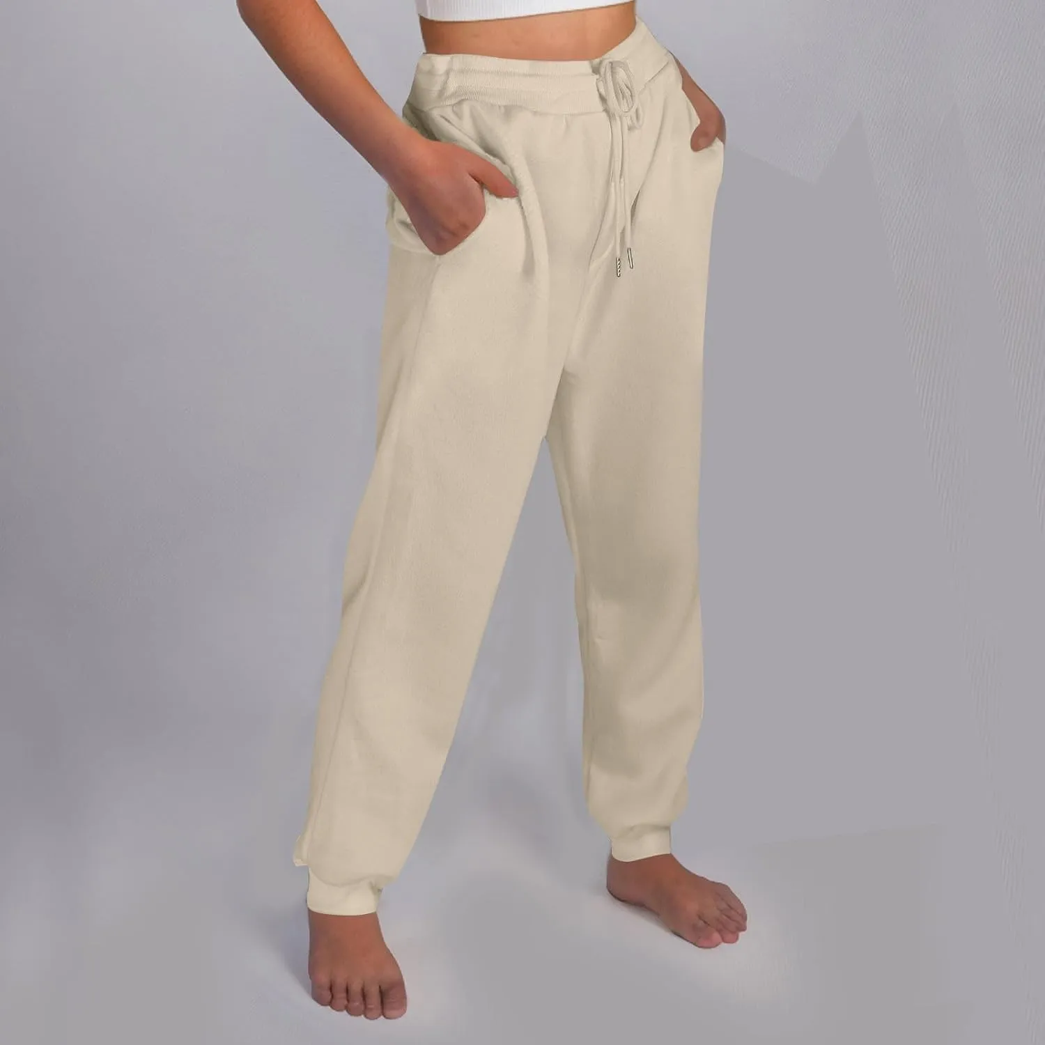 High Waisted Joggers for Women Fleece Lined Cinch Bottom Jogger Sweatpants Elastic Drawstring Tapered Pants w/Pockets