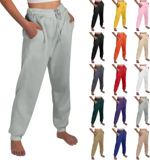 High Waisted Joggers for Women Fleece Lined Cinch Bottom Jogger Sweatpants Elastic Drawstring Tapered Pants w/Pockets
