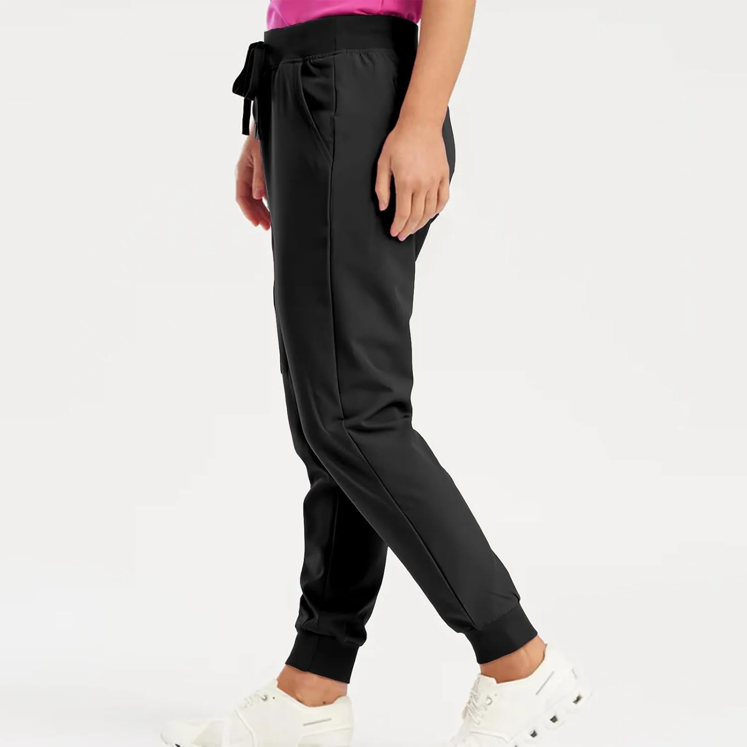 High Waisted Scrub Pants for Women Jogger Style Cargo Joggers with Pockets Drawstring Cinch Bottom Pull On Yoga Pants