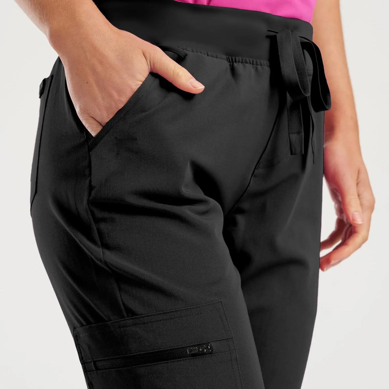 High Waisted Scrub Pants for Women Jogger Style Cargo Joggers with Pockets Drawstring Cinch Bottom Pull On Yoga Pants
