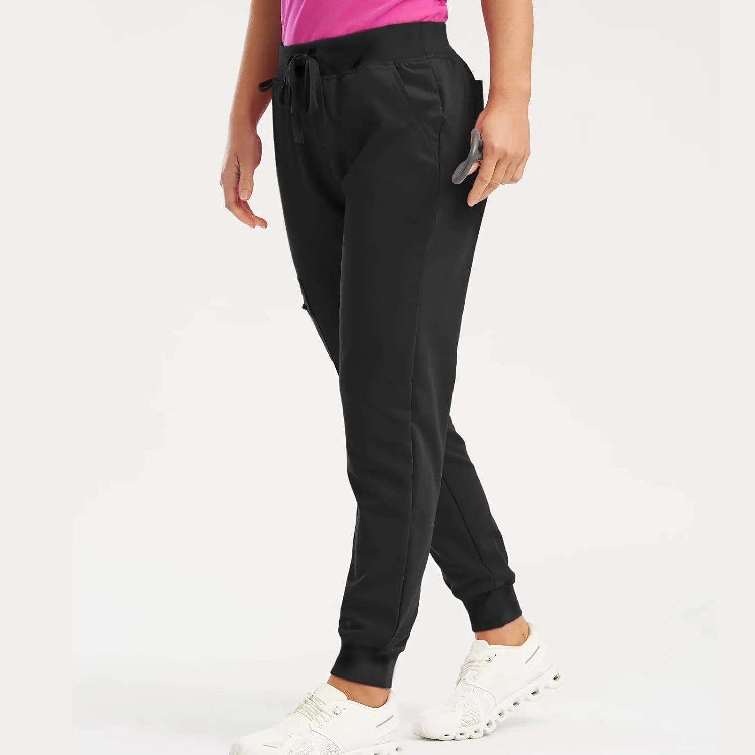 High Waisted Scrub Pants for Women Jogger Style Cargo Joggers with Pockets Drawstring Cinch Bottom Pull On Yoga Pants