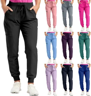High Waisted Scrub Pants for Women Jogger Style Cargo Joggers with Pockets Drawstring Cinch Bottom Pull On Yoga Pants