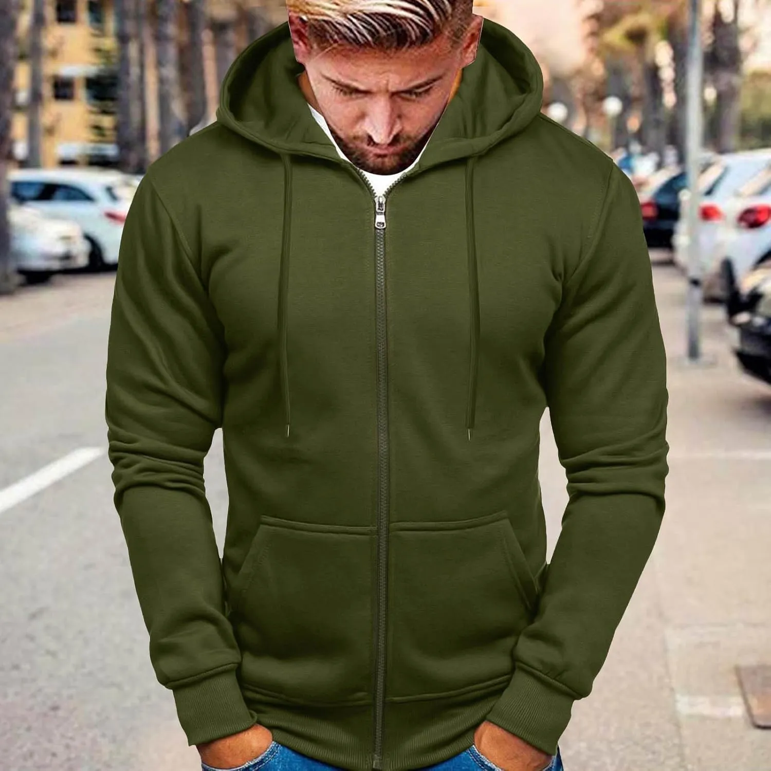 Hoodies for Men Zip up Lightweight Hoodie Big and Tall Sweatshirt Casual Fashion Jackets Fall Tops with Zip Pockets