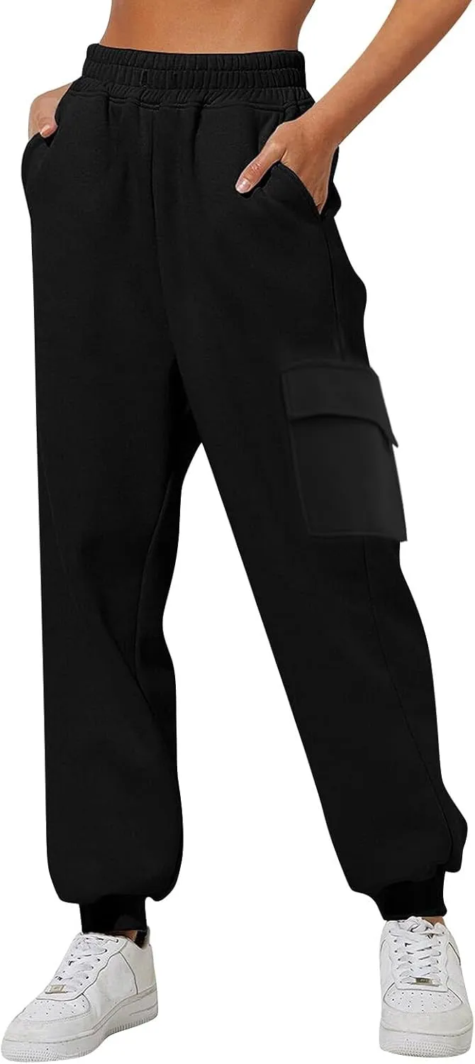 Jogger Fleece Sweat Pants for Women Trendy Plus Size Cinch Bottoms with Pockets Baggy Sweatpants for Teen Girls